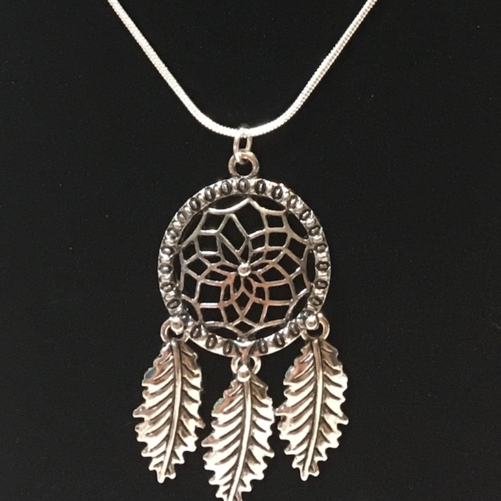 Dream Catcher Necklace, 925 Sterling Chain - Picture 3 of 6